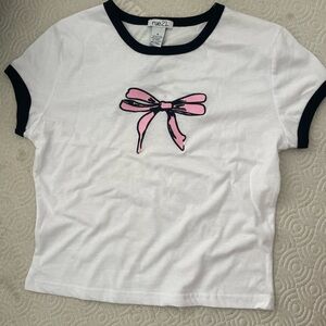 Rue21 White short sleeve bow top